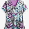 Easy STRETCH By Butter-Soft™ Floral Blossoms Women's 4-Pocket Lace-Up Print Scrub Top -Cherokee Shop TS222AMF 1