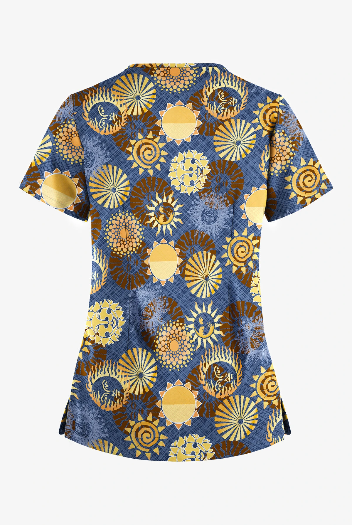 Easy STRETCH By Butter-Soft™ Celestial Skies Navy Women's 4-Pocket Lace Up V-Neck Print Scrub Top 4 Easy STRETCH By Butter-Soft™ Celestial Skies Navy Women's 4-Pocket Lace Up V-Neck Print Scrub Top - Image 2