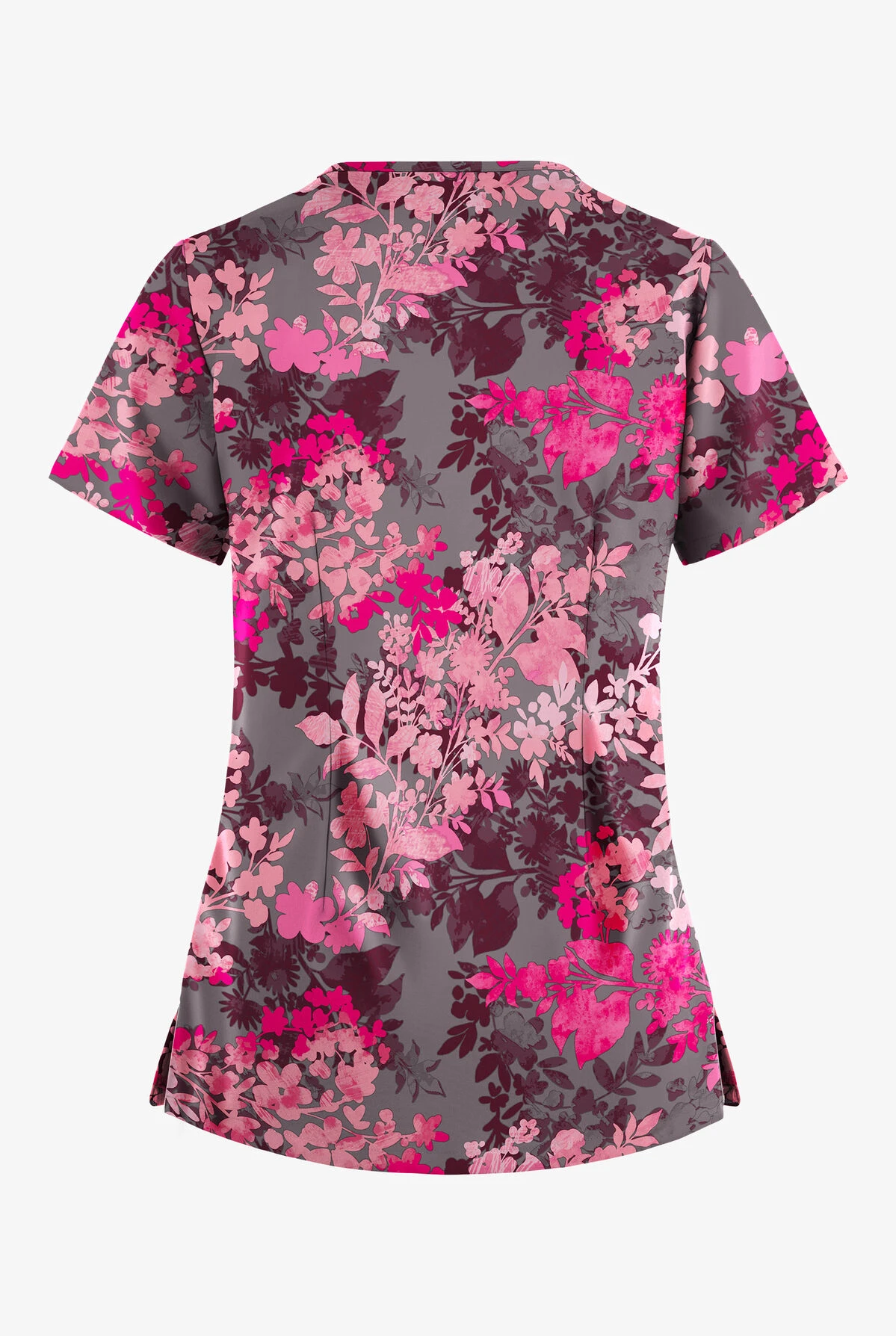Easy STRETCH By Butter-Soft ™ Medici Floal Greystone Women's 4-Pocket Lace Up V-Neck Print Scrub Top 4 Easy STRETCH By Butter-Soft ™ Medici Floal Greystone Women's 4-Pocket Lace Up V-Neck Print Scrub Top - Image 2