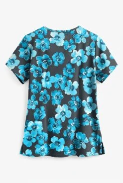 Easy STRETCH By Butter-Soft™ Blooming Petals Pewter Women's 4-Pocket Jewel Neck Print Scrub Top 5 Easy STRETCH By Butter-Soft™ Blooming Petals Pewter Women's 4-Pocket Jewel Neck Print Scrub Top -Cherokee Shop TS222PTS 2