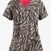 Easy Stretch By Butter-Soft Spirit Animal Onyx Women's 4-Pocket Lace Up V-Neck Printed Scrub Top -Cherokee Shop TS222SABL 1