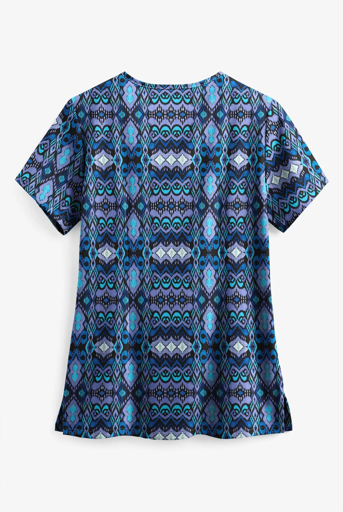 Easy STRETCH By Butter-Soft™ Whispering Ikat Onyx Black Printed Women's 4-Pocket V-Neck Scrub Top 4 Easy STRETCH By Butter-Soft™ Whispering Ikat Onyx Black Printed Women's 4-Pocket V-Neck Scrub Top - Image 2