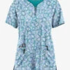 Easy STRETCH By Butter-Softâ„¢ Dotted Geo Caribbean Blue Women's 4-Pocket Zip Neck Print Scrub Top 2 Easy STRETCH By Butter-Softâ„¢ Dotted Geo Caribbean Blue Women's 4-Pocket Zip Neck Print Scrub Top -Cherokee Shop TS4236DGCB 1