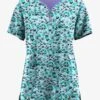 Easy Stretch By Butter-Soft Mystical Animal Women's 4-Pocket Zip Curved Neck Printed Scrub Top -Cherokee Shop TS4236MASE 1