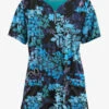 Easy STRETCH By Butter-Soft™ Medici Floral Onyx Women's 4-Pocket Zip Curved Neck Print Scrub Top -Cherokee Shop TS4236MFBL 1