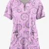 Easy STRETCH By Butter-Soft™ Whimsical Sky Amethyst Mist Womens 4-Pocket Zip Neck Print Scrub Top -Cherokee Shop TS4236WSAM 1