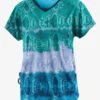 Easy STRETCH By Butter-Soft™ Wild Border Teal Women's 2-Pocket V-Neck Dolman Scrub Top -Cherokee Shop TS4237WBTL 1