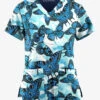 Easy Stretch By Butter-Soft Butterfly Oasis Women's 2-Pocket Mitered V-Neck Printed Scrub Top