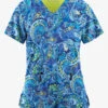 Easy STRETCH By Butter-Soft™ Charming Swirls Fresh Lime Women's 2-Pocket V-Neck Print Scrub Top -Cherokee Shop TS434CLM 1