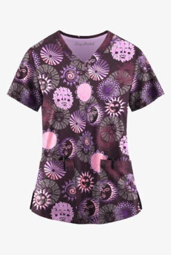Easy STRETCH By Butter-Soft Celestial Skies Onyx Women's 2-Pocket V-Neck Print Scrub Top