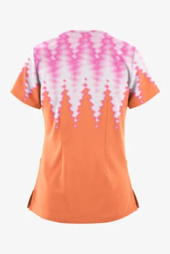 Easy STRETCH By Butter-Soft™ Dipped Coral Sunset Women's 2-Pocket V-Neck Print Scrub Top -Cherokee Shop TS434DCS 2