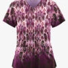 Easy STRETCH By Butter-Soft Gradient Ikat Eggplant Women's 2-Pocket V-Neck Print Scrub Top 2 Easy STRETCH By Butter-Soft Gradient Ikat Eggplant Women's 2-Pocket V-Neck Print Scrub Top -Cherokee Shop TS434GIEP 1