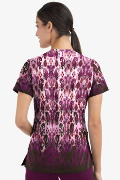 Easy STRETCH By Butter-Soft Gradient Ikat Eggplant Women's 2-Pocket V-Neck Print Scrub Top 7 Easy STRETCH By Butter-Soft Gradient Ikat Eggplant Women's 2-Pocket V-Neck Print Scrub Top -Cherokee Shop TS434GIEP 3