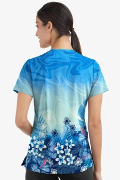 Easy Stretch By Butter-Soft Honolulu Garden Navy Women's 2-Pocket Mitered V-Neck Printed Scrub Top 7 Easy Stretch By Butter-Soft Honolulu Garden Navy Women's 2-Pocket Mitered V-Neck Printed Scrub Top -Cherokee Shop TS434HUNV 3