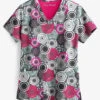 Easy STRETCH By Butter-Soft™ Mandala Tapestry Women's 2-Pocket Print Scrub Top -Cherokee Shop TS434MTP 1