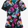 Easy STRETCH By Butter-Soft™ Sweet Blossoms Women's 2-Pocket Mitered V-Neck Printed Scrub Top -Cherokee Shop TS434SBBL 100523 1