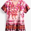 Easy STRETCH By Butter-Soft™ Watercolor Floral Women's 2-Pocket V-Neck Print Scrub Top -Cherokee Shop TS434WAE 1