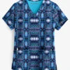 Easy STRETCH By Butter-Soft™ Whispering Ikat Women's 2-Pocket Print Scrub Top -Cherokee Shop TS434WIO 1
