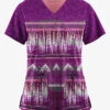 Easy STRETCH By Butter-Soft Woodblock Paisley Eggplant Women's 2-Pocket V-Neck Print Scrub Top -Cherokee Shop TS434WPEP 1