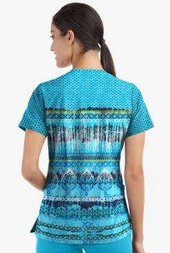 Easy STRETCH By Butter-Soft Woodblock Paisley Turquoise Women's 2-Pocket V-Neck Print Scrub Top 7 Easy STRETCH By Butter-Soft Woodblock Paisley Turquoise Women's 2-Pocket V-Neck Print Scrub Top -Cherokee Shop TS434WPTQ 3