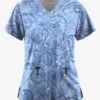 Easy STRETCH By Butter-Soft™ Whimsical Sky Ceil Women's 2-Pocket Mitered V-Neck Print Scrub Top
