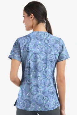 Easy STRETCH By Butter-Soft™ Whimsical Sky Ceil Women's 2-Pocket Mitered V-Neck Print Scrub Top 7 Easy STRETCH By Butter-Soft™ Whimsical Sky Ceil Women's 2-Pocket Mitered V-Neck Print Scrub Top -Cherokee Shop TS434WSCL 3