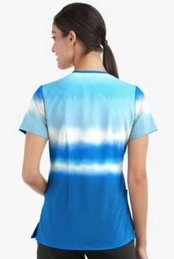 Easy Stretch By Butter-Soft Waterfall Stripe Women's 2-Pocket Mitered V-Neck Printed Scrub Top -Cherokee Shop TS434WSRL 3