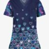 Butter-Soft STRETCH Hearts & Paisley Women's 1-Pocket V-Neck Tuck-In Mixed Print Scrub Top -Cherokee Shop TS452BHNV 100523 1