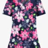 UA Butter-Soft STRETCH Fantasy Flora Navy Women's 1-Pocket V-Neck Tuck-In Printed Scrub Top -Cherokee Shop TS452FFNY 100323 1