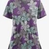 UA Butter-Soft STRETCH Subtle Leaves Pewter Women's 2-Pocket V-Neck Printed Scrub Top -Cherokee Shop TS542SLPR 100523 1