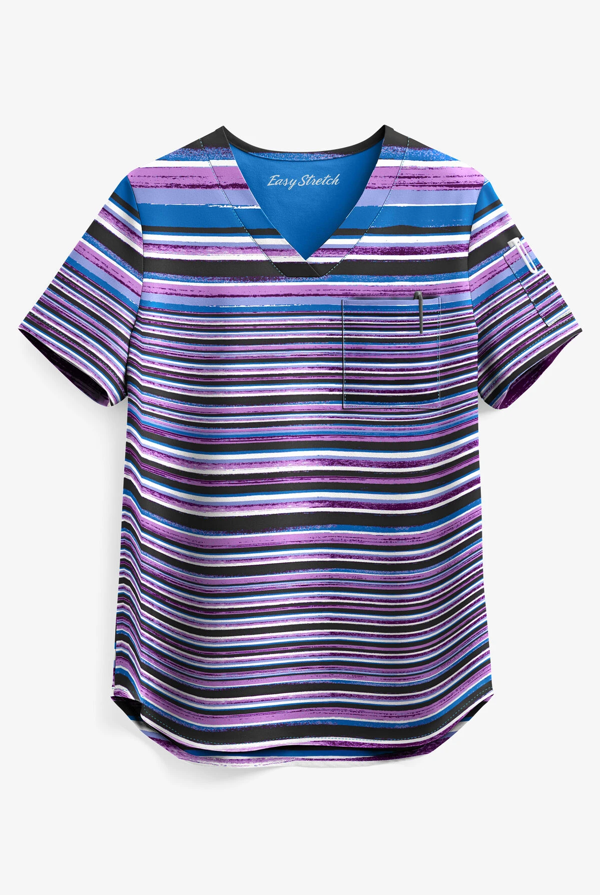 Easy STRETCH By Butter-Soft™ Sunset Watercolor Stripe Women's 2-Pocket Tuck-In Print Scrub Top 3 Easy STRETCH By Butter-Soft™ Sunset Watercolor Stripe Women's 2-Pocket Tuck-In Print Scrub Top