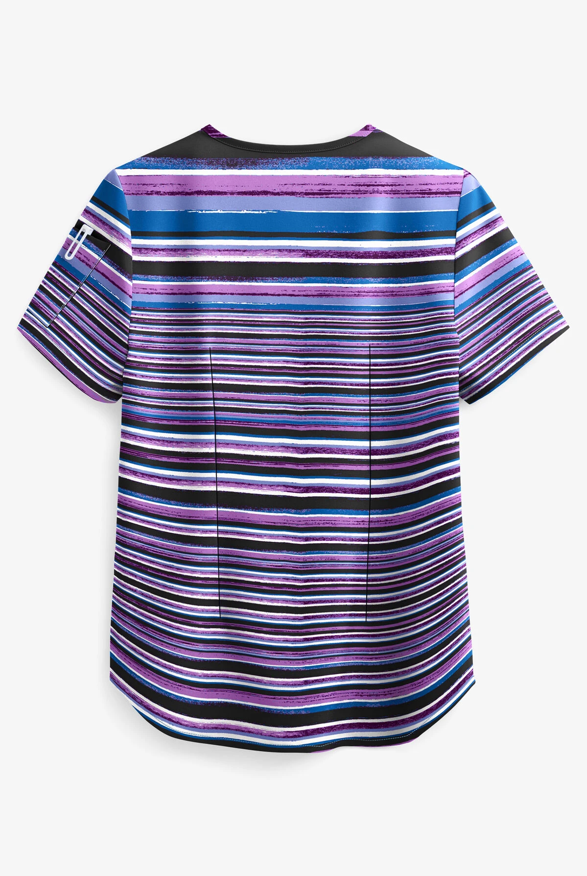 Easy STRETCH By Butter-Soft™ Sunset Watercolor Stripe Women's 2-Pocket Tuck-In Print Scrub Top 4 Easy STRETCH By Butter-Soft™ Sunset Watercolor Stripe Women's 2-Pocket Tuck-In Print Scrub Top - Image 2