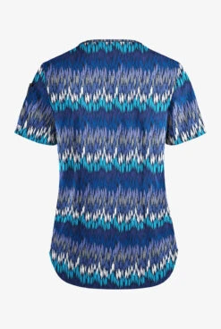 Easy STRETCH By Butter-Soft™ Brushstroke Chevron Navy Women's 1-Pocket Tuck-In Print Scrub Top -Cherokee Shop TS543BVN 2