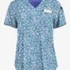 Easy STRETCH By Butter-Soft™ Dotted Geo Caribbean Blue Women's 1-Pocket Tuck-In Print Scrub Top -Cherokee Shop TS543DGCB 1