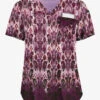 Easy STRETCH By Butter-Soft™ Gradient Ikat Eggplant Women's 1-Pocket Tuck-In Print Scrub Top -Cherokee Shop TS543GIEP 1