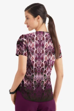 Easy STRETCH By Butter-Soft™ Gradient Ikat Eggplant Women's 1-Pocket Tuck-In Print Scrub Top 7 Easy STRETCH By Butter-Soft™ Gradient Ikat Eggplant Women's 1-Pocket Tuck-In Print Scrub Top -Cherokee Shop TS543GIEP 3