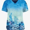 Easy Stretch By Butter-Soft Honolulu Garden Navy Women's 3-Pocket V-Neck Tuck-In Printed Scrub Top -Cherokee Shop TS543HUNV 1