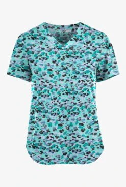 Easy Stretch By Butter-Soft Mystical Animal Women's 3-Pocket V-Neck Tuck-In Printed Scrub Top