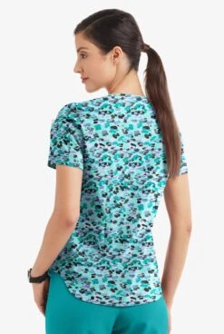 Easy Stretch By Butter-Soft Mystical Animal Women's 3-Pocket V-Neck Tuck-In Printed Scrub Top -Cherokee Shop TS543MASE 3