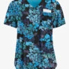 Easy STRETCH By Butter-Soft™ Medici Floral Onyx Women's 2-Pocket V-Neck Tuck-In Print Scrub Top -Cherokee Shop TS543MFBL 1