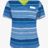 Easy STRETCH By Butter-Soft Stripe Me Fresh Lime Women's 1-Pocket Tuck-In Print Scrub Top -Cherokee Shop TS543MLF 1