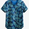 Easy STRETCH By Butter-Soft™ Passion Paisley Navy Chloe Women's 2-Pocket One Tuck-In Print Scrub Top -Cherokee Shop TS543NPA 1