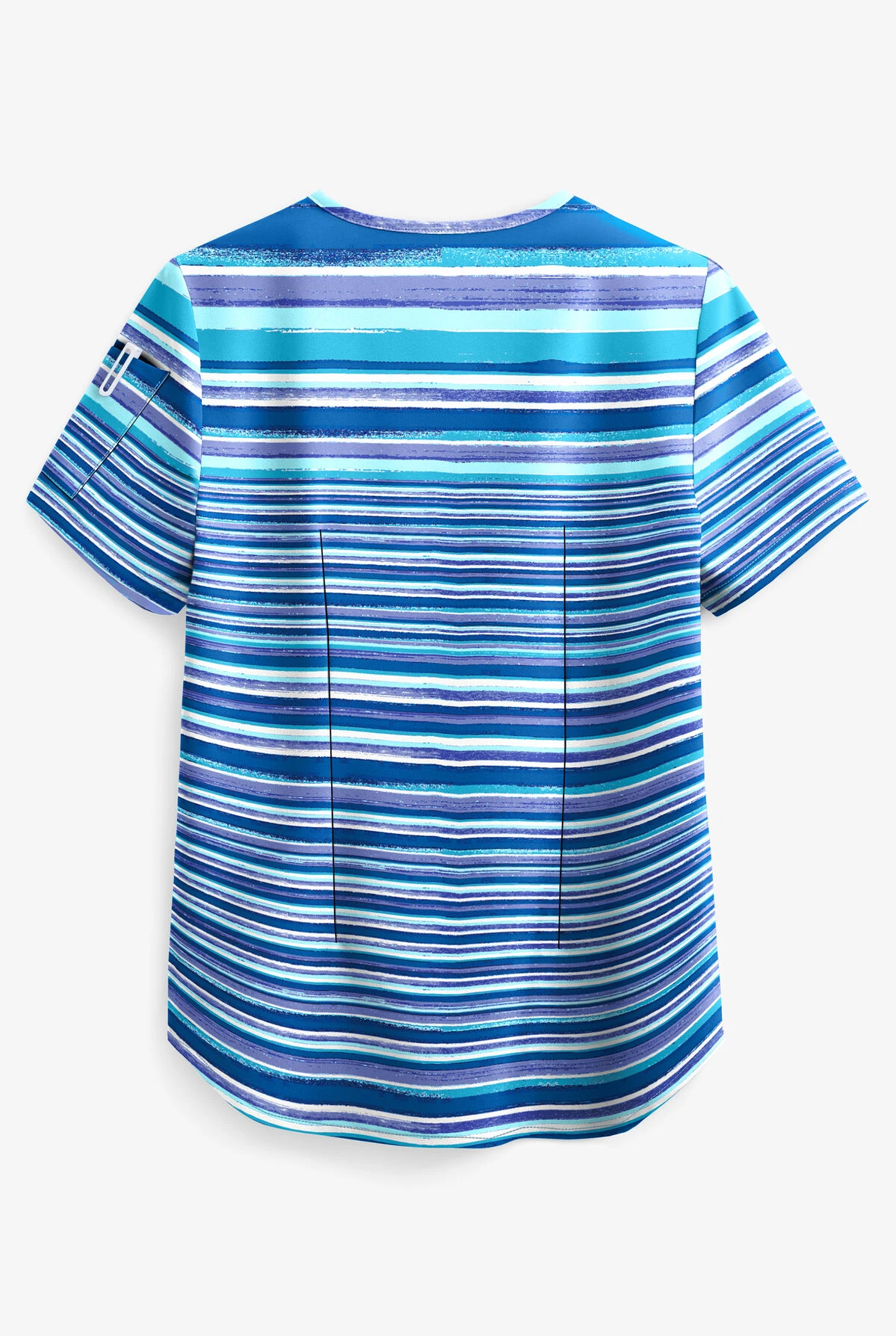Easy STRETCH By Butter-Soft™ Sunset Watercolor Stripe Chloe Women's 2-Pocket Tuck-In Print Scrub Top 4 Easy STRETCH By Butter-Soft™ Sunset Watercolor Stripe Chloe Women's 2-Pocket Tuck-In Print Scrub Top - Image 2