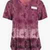 Easy STRETCH By Butter-Softâ„¢ Wild Border Wine Women's 2-Pocket V-Neck Tuck-In Print Scrub Top 2 Easy STRETCH By Butter-Softâ„¢ Wild Border Wine Women's 2-Pocket V-Neck Tuck-In Print Scrub Top -Cherokee Shop TS543WBWN 1