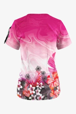 Easy Stretch By Butter-Soft Honolulu Garden Women's 1-Pocket Scallop Neck Tuck-In Printed Scrub Top -Cherokee Shop TS546HGBL 4