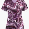 Easy STRETCH By Butter-Soft ™ Marble Art Onyx Women's 1-Pocket Scallop Neck Printed Scrub Top