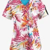 Easy Stretch By Butter-Soft White Watercolor Women's 1-Pocket Scallop Neck Tuck-In Print Scrub Top -Cherokee Shop TS546WTWT 100523 1