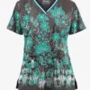 UA Butter-Soft STRETCH Wildflower Border Pewter Women's V-Neck 3 Pocket Printed Scrub Top -Cherokee Shop TS5542WFPW 092223 1