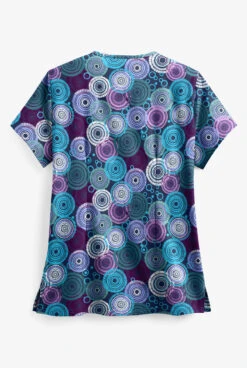 Easy STRETCH By Butter-Soft™ Mandala Tapestry Navy Women's 4-Pocket Zipper Neck Print Scrub Top -Cherokee Shop TS597MTN 2