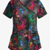 Easy Stretch By Butter-Soft Butterfly Oasis Onyx Women's 4-Pocket Raglan Printed Scrub Top -Cherokee Shop TS728BOBL 092023 1